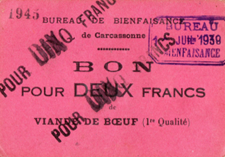 Bon pour 2 francs de viande de boeuf  – Bureau de bienfaisance – Carcassonne