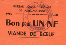 Bon pour un NF de viande de boeuf – Bureau d’aide sociale – Carcassonne