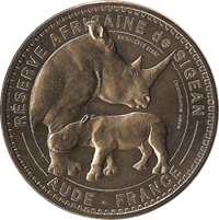Médaille souvenir – Réserve africaine – Rhinocéros blancs – 2013 – Sigean