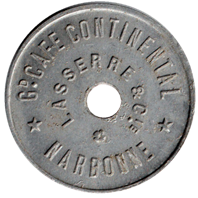 Jeton de 10 c – Grand café continental Lasserre & Cie – Narbonne