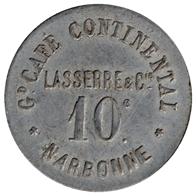 Jeton de 10 c – Grand café continental Lasserre & Cie – Narbonne