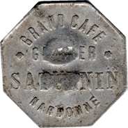 Jeton de 5 c – Grand café glacier Saturnin – Narbonne