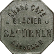 Jeton de 10 c – Grand café glacier Saturnin – Narbonne