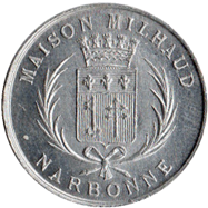 Jeton de 25 c – Grand magasin du Printemps Maison Milhaud – Narbonne