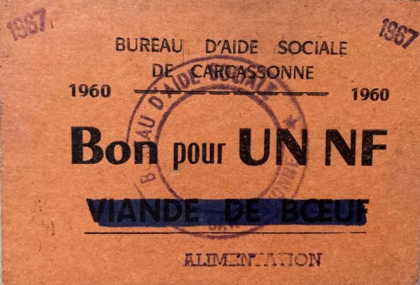 Bon pour un NF viande de boeuf – Bureau d’aide sociale 1960 / 1967 – Carcassonne