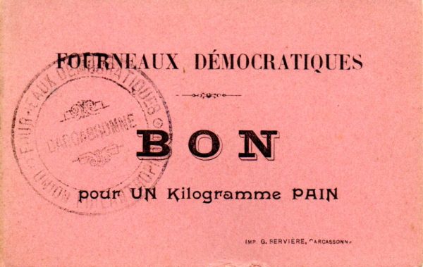 Bon pour un kilogramme Pain – Fourneaux démocratiques – Carcassonne