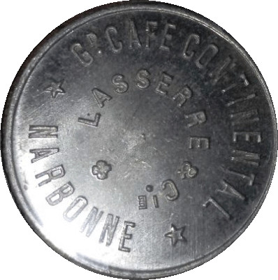 Jeton de 40 c – Grand café continental Lasserre & Cie – Narbonne